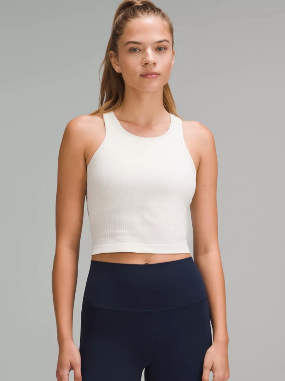 Ebb to Street Cropped Racerback Tank Top White Size 6